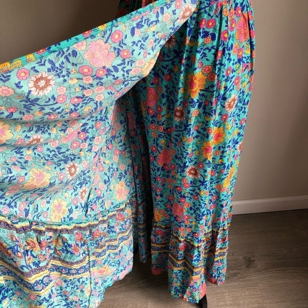 Teal Wrap Maxi Dress - Picture 10 of 14